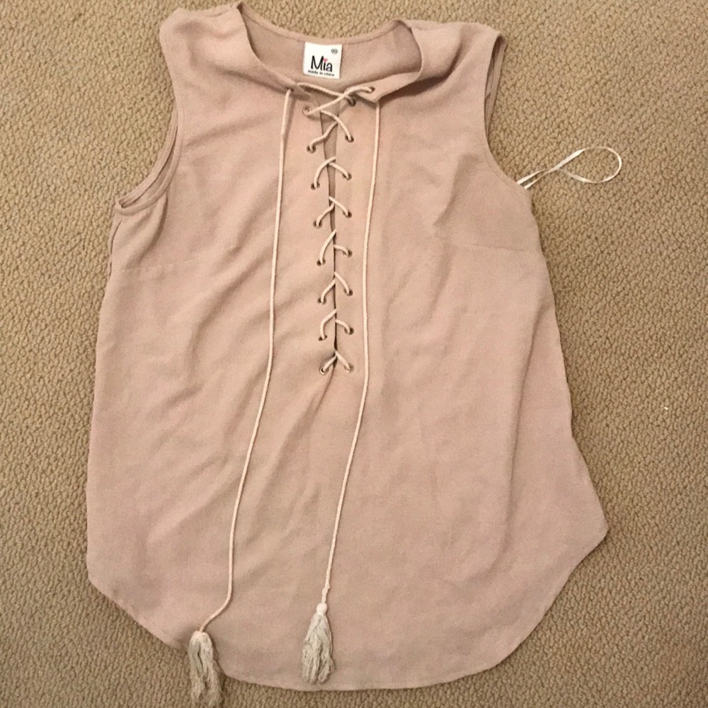Beige lace down top